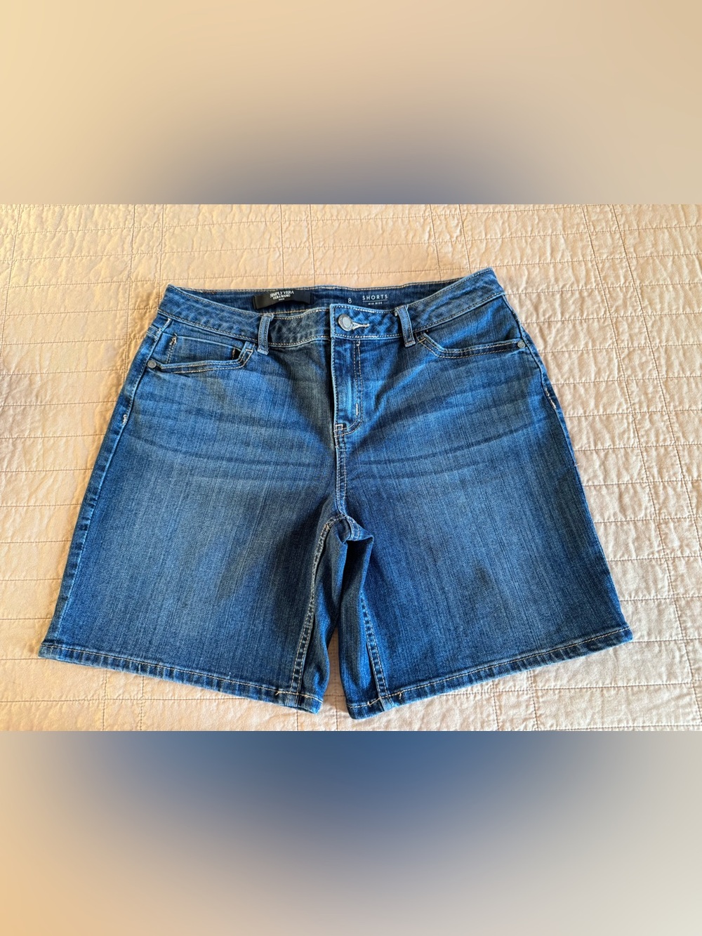 Simply Vera Vera Wang Blue Denim Mid-Rise Shorts - size 8